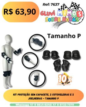 Kit Proteção com capacete, 2 Cotoveleiras e 2 Joelheiras - Tamanho P