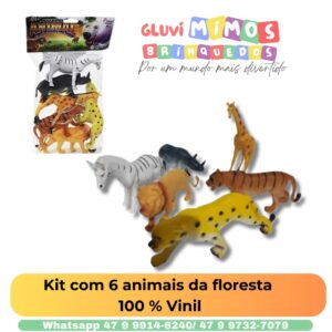 Kit com 6 animais da floresta  100 % Vinil
