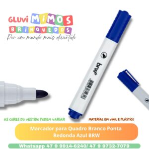 Marcador para Quadro Branco Ponta  Redonda Azul BRW