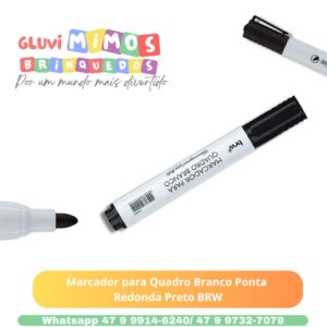 Marcador para Quadro Branco Ponta  Redonda Preto BRW