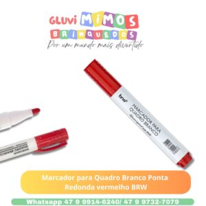 Marcador para Quadro Branco Ponta  Redonda vermelho BRW