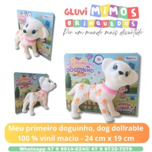 Meu primeiro doguinho, dog dollrable 100 % vinil macio - 24 cm x 19 cm