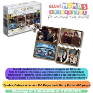 Quebra-Cabeça 4 cenas - 100 Peças cada Harry Potter 400 peças