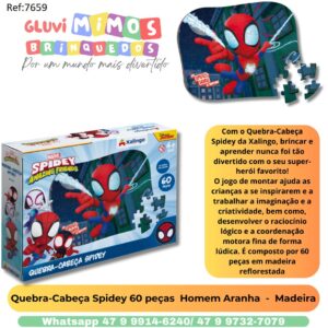 Quebra-Cabeça Spidey 60 peças  Homem Aranha  -  Madeira