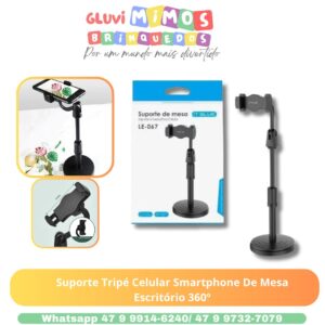 Suporte Tripé Celular Smartphone De Mesa Escritório 360º