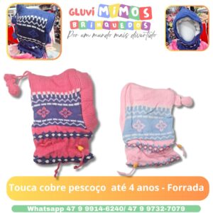 Touca cobre pescoço  até 4 anos - Forrada