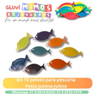 kit 10 peixes para pescaria Festa Junina-Julina