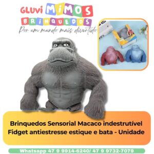Brinquedos Sensorial Macaco indestrutível  Fidget antiestresse estique e bata