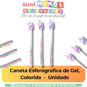 Caneta Esferografica de Gel, Colorida  -  Unidade