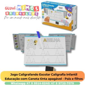 Jogo Caligrafando Escolar Caligrafia Infantil Educação com Caneta tinta apagável - Pais e filhos