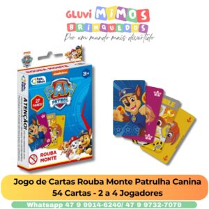 Jogo de Cartas Rouba Monte Patrulha Canina 54 Cartas - 2 a 4 Jogadores