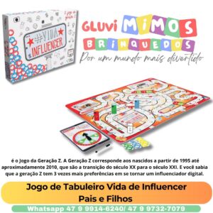 Jogo de Tabuleiro Vida de Influencer Pais e Filhos