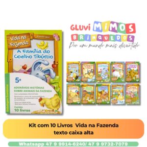 Kit com 10 Livros  Vida na Fazenda texto caixa alta