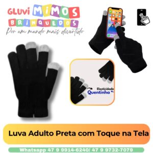 Luva Adulto Preta com Toque na Tela