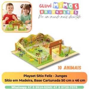 Playset Sítio Feliz - Junges Sitio em Madeira, Base Cartunada 50 cm x 46 cm