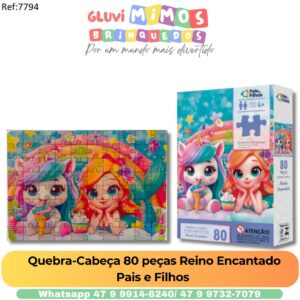 Quebra-Cabeça 80 peças Reino Encantado Pais e Filhos