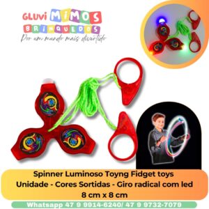 Spinner Luminoso Toyng Fidget toys  Unidade - Cores Sortidas -Giro radical com led