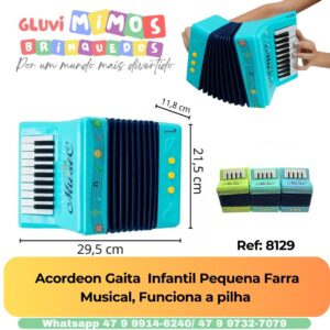 Acordeon Gaita  Infantil Pequena Farra Musical, Funciona a pilha