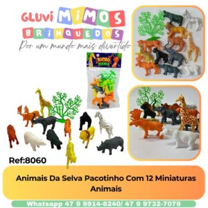 Animais Da Selva Pacotinho Com 12 Miniaturas Animais