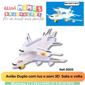 Avião Duplo com luz e som 3D  bate e volta