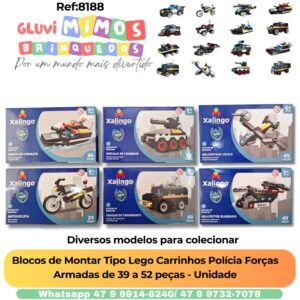 Blocos de Montar Tipo Lego Carrinhos Polícia Forças Armadas de 39 a 52 peças - Unidade