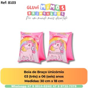 Boia de Braço Unicórnio 03 (três) a 06 (seis) anos Medidas: 30 cm x 18 cm