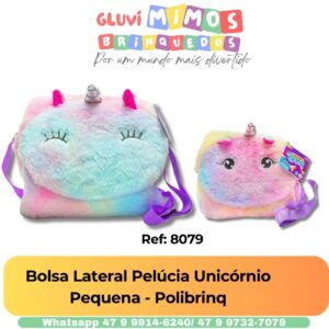 Bolsa Lateral Pelúcia Unicórnio Pequena - Polibrinq