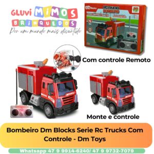 Bombeiro Dm Blocks Serie Rc Trucks Com Controle - Dm Toys
