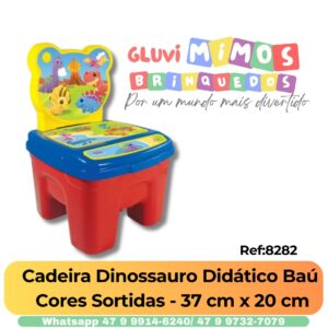 Cadeira Dinossauro Didático Baú  Cores Sortidas