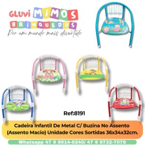 Cadeira Infantil De Metal C/ Buzina No Assento  (Assento Macio)