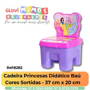 Cadeira Princesas Didático Baú  Cores Sortidas - 37 cm x 20 cm