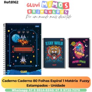 Caderno Caderno 80 Folhas Espiral 1 Matéria  Fuzzy Estampados - Unidade