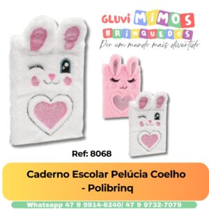 Caderno Escolar Pelúcia Coelho  - Polibrinq