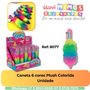 Caneta 6 cores Plush Colorida Unidade