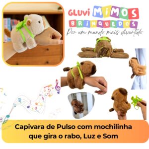 Capivara de Pulso com mochilinha que balança o rabo