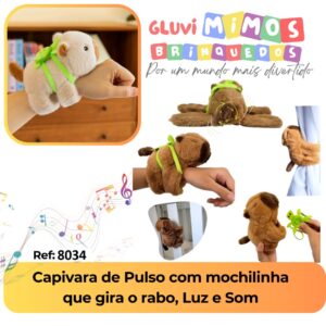 Capivara de Pulso com mochilinha que balança o rabo