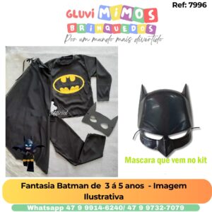 Fantasia Batman de  3 á 5 anos  - Imagem Ilustrativa