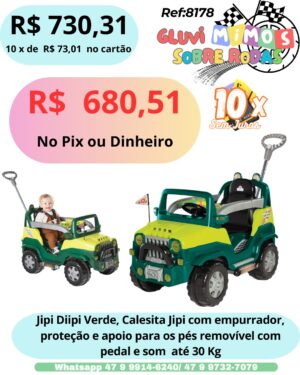Jipi Diipi Verde, Calecita Jipi com empurrador, proteção e apoio para os pés removível com pedal e som
