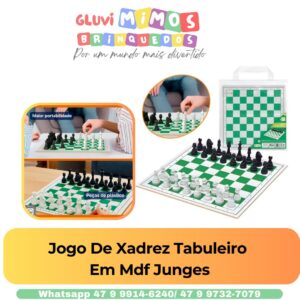 Jogo De Xadrez Tabuleiro Em Mdf Junges