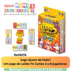 Jogo Quem dá Mais? Um jogo de Leilão 74 Cartas 2 a 8 jogadores