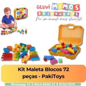 Kit Maleta Blocos 72 peças - PakiToys