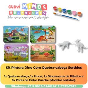 Kit Pintura Dino Com Quebra-cabeça Sortidos