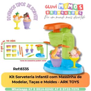 Kit Sorveteria Infantil com Massinha de Modelar, Taças e Moldes - ARK TOYS
