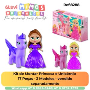 Kit de Montar Princesa e Unicórnio  17 Peças - 2 Modelos - vendido separadamente