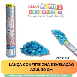 LANÇA CONFETE CHÁ REVELAÇÃO AZUL 30 CM