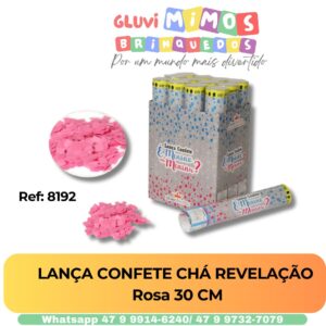 LANÇA CONFETE CHÁ REVELAÇÃO  Rosa 30 CM