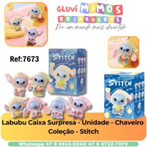 Labubu Caixa Surpresa - Unidade - Chaveiro  Coleção - Stitch