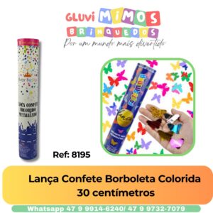 Lança Confete Borboleta Colorida  30 centímetros