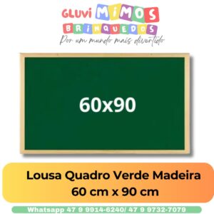 Lousa Quadro Verde Madeira  60 cm x 90 cm