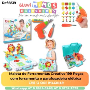 Maleta de Ferramentas Creative 199 Peças com ferramenta e parafusadeira elétrica  Crie o que imaginar